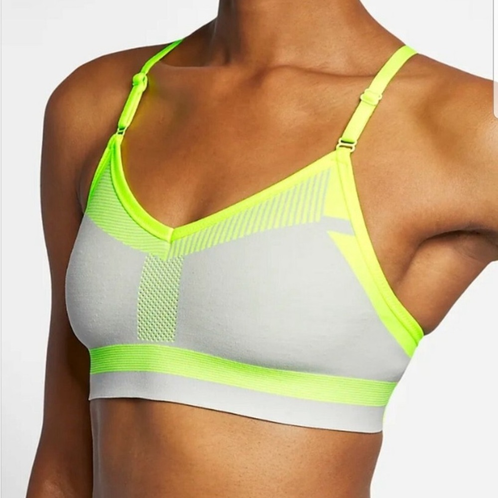 Nike Women’s Flyknit Indy Tech Pack Neon Green and Gray Sports Bra